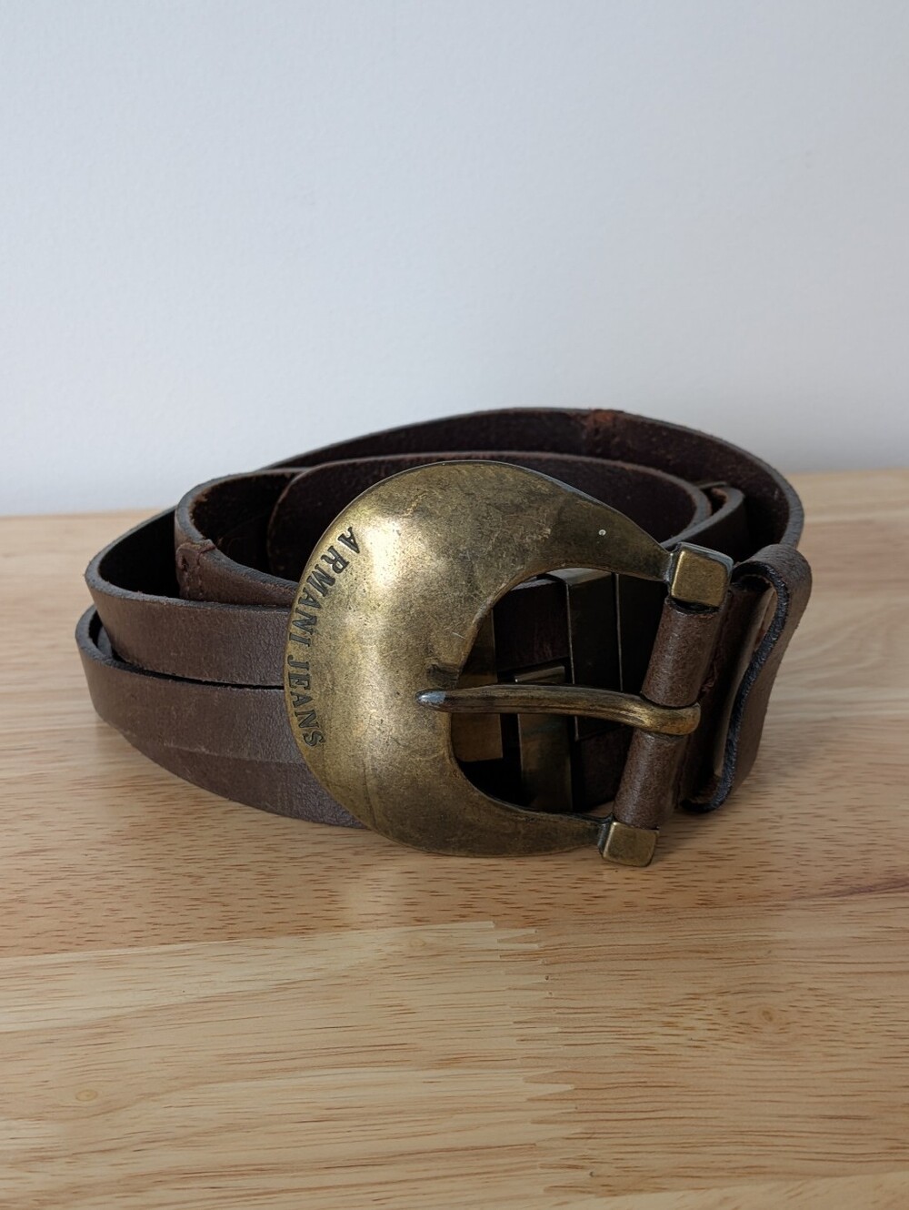 Vintage Armani Jeans Leather Belt Big Buckle 102cm